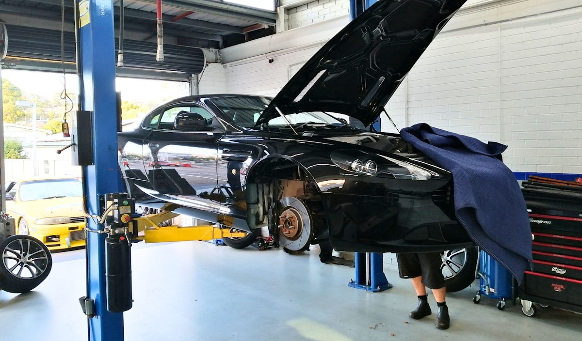 Aston Martin DB9 undergoing final warranty inspection with Round Men Automotive